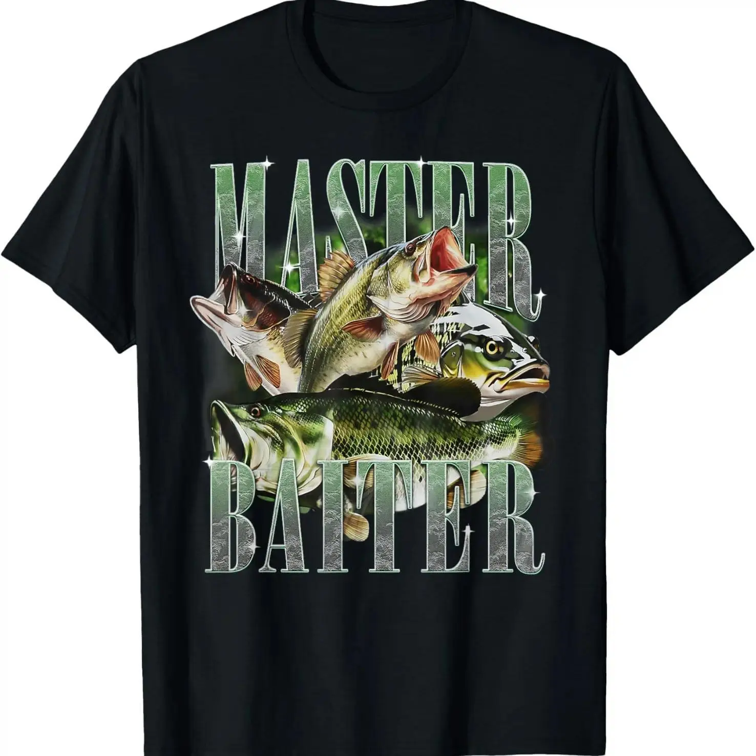 100% Cotton Master Baiter Bass Fishing Fisher Papa Dad Happy Fathers Day T-Shirt