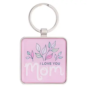 I Love You Mom Pink Epoxy-coated Metal Keychain - 1 Corinthians 13:4