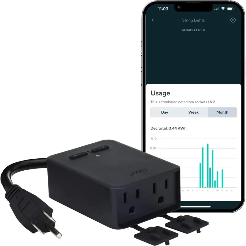 Wyze Plug Outdoor — Indoor/Outdoor WiFi Smart Plug, Great for Holiday Decorations, Heavy Duty w/ Weather Resistance, Works with Alexa/Google Assistant, Voice Control via Google Assistant or Google Home or Alexa, Energy Monitoring