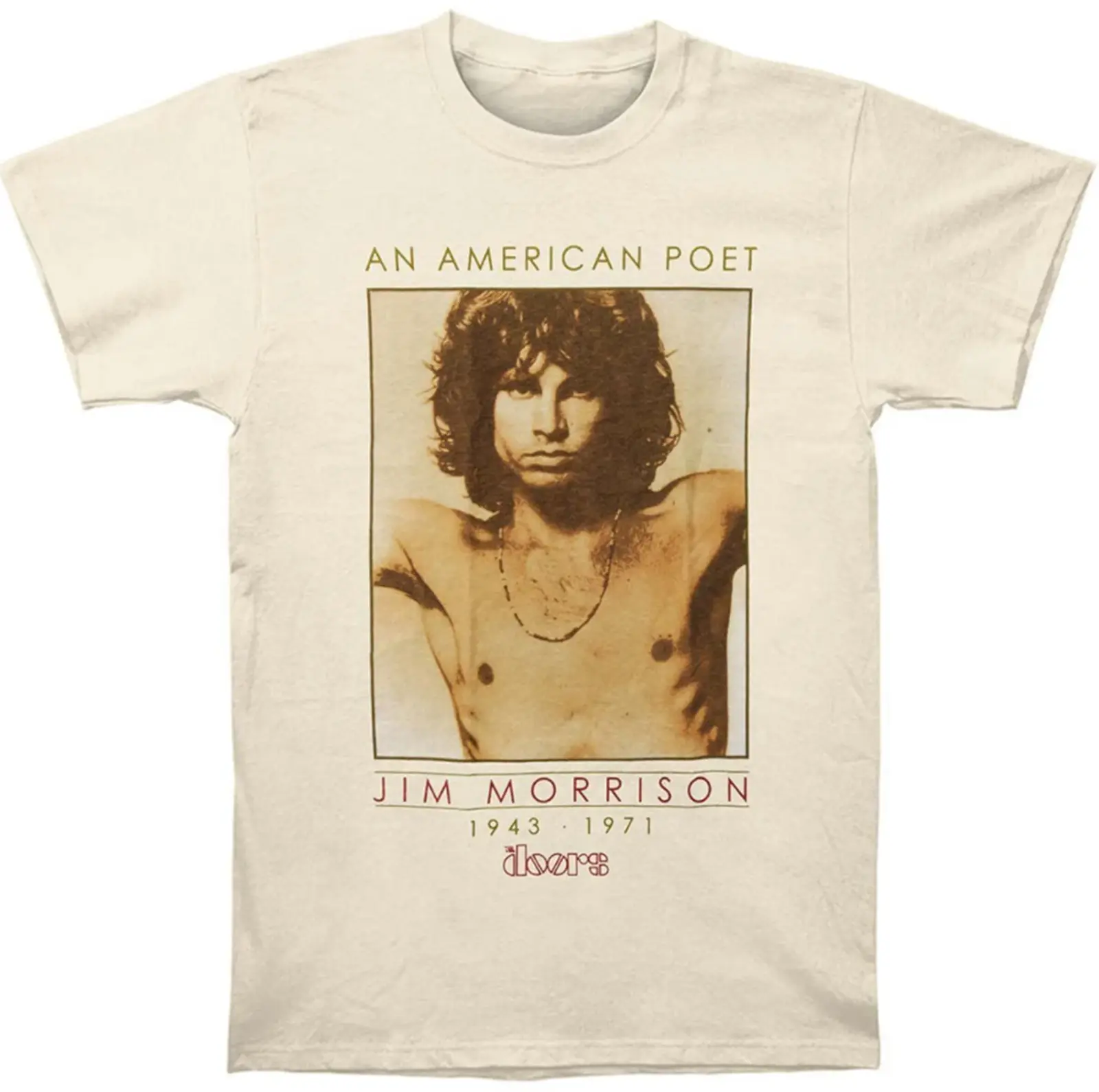The Doors Jim Morrison American Poet Vintage White 90s T Shirt One Side Unisex Cotton Menswear Sport Top Tee