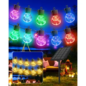Solar String Lights Outdoor ,50FT 25LEDs Warm White & Multicolor  Lights G40 Globe Solar Lights Outdoor with 8 Modes,Timer,Outdoor Solar Light for Yard Patio