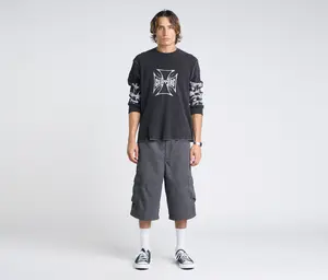 HYDRO CHILL MICROSUEDE CARGO SHORT 15" INSEAM CHARCOAL