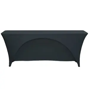 8 Ft  x 18 Inches Open Back Classroom Spandex Table Cover Black
