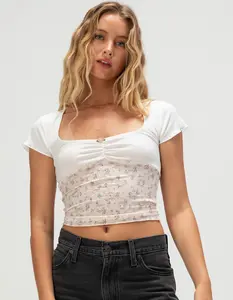 NECTAR CLOTHING Pointelle & Stretch Lace Womens Top