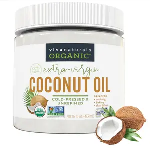 Viva Naturals Organic Coconut Oil, 16 fl oz – Unrefined, Cold-Pressed Extra Virgin Coconut Oil, USDA Organic & Non-GMO, Natural Cooking Oil, Hair Oil & Skin Oil