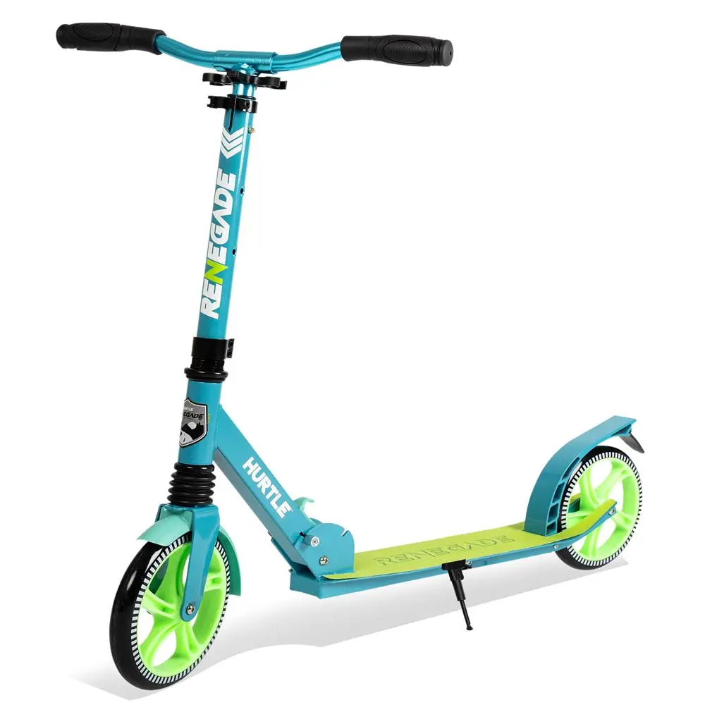 Foldable Kick Scooter for Teens & Adults - Teal Blue, Adjustable T-Bar Handlebar, Non-Slip Smooth Alloy Deck, Lean-to-Steer Design, Portable with Carry Strap - Indoor & Outdoor Use, Ideal Gift for Sports & Outdoor Scooters Equipment