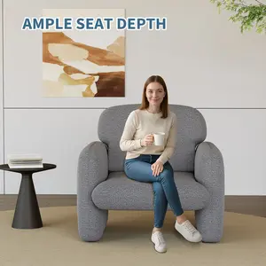 Modern Lounge Chair for Living Room - Ergonomic Lounge Chair with Sturdy Hardwood Frame, Comfy Upholstered Reading Chair with Durable Organic Fiber Fabric,Modern Armchair for Bedroom, Office,Apartment