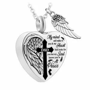 Stainless Steel Heart Pendant Ashes Keepsake Necklace Urn Locket for Loved Ones Pets Openable Container
