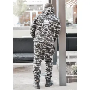 Unisex Black and White Camouflage Joggers Set