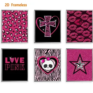 6-piece McBrine-style room decor set; retro Y2K posters perfect for a girl’s bedroom; bright pink 2000s-inspired wall art; “Emo Baddie” themed prints for a woman’s apartment; frameless