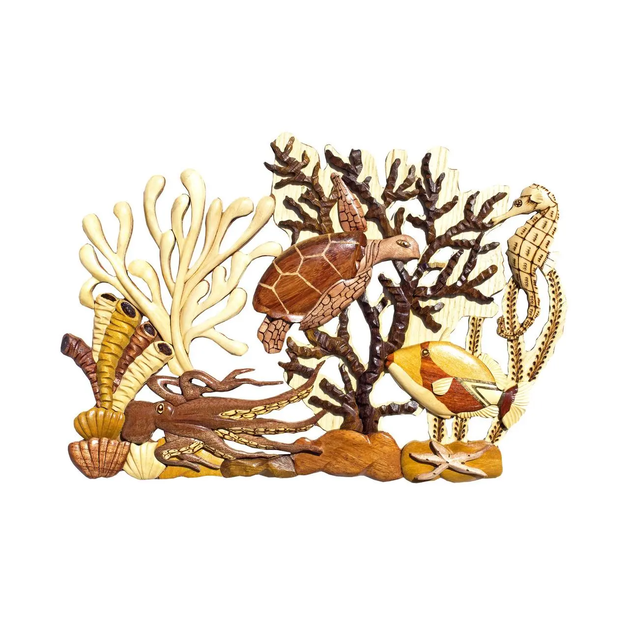 Ocean Art - Deluxe Coral (Honu & Octopus) Underwater Scene