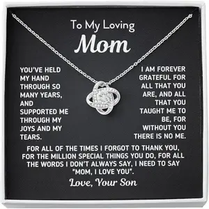 Meaningful "Without You There Is No Me" I Love You Necklace Gift for Mom from Son, Unique Birthday Gift, Love Knot Infinity Heart Interlocking Necklace