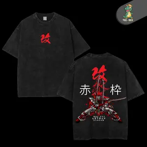 MBF-PO2 Astray Red Frame Inspired Graphic T Shirt, Oversized Vintage Washed Tee, Heavy Cotton Drop, New Arrival for Mecha and Anime Fans, Bold Streetwear Piece for Collectors and Otaku Lovers