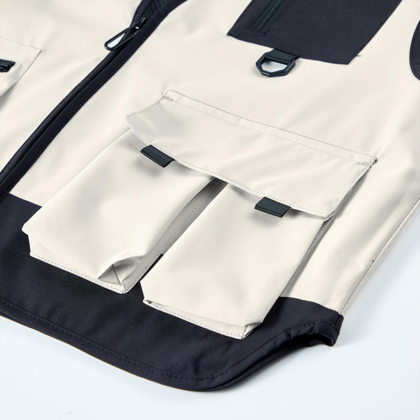 Men’s Color Block Multi-Pocket Utility Vest – Breathable Mesh-Lined Outdoor Cargo Vest