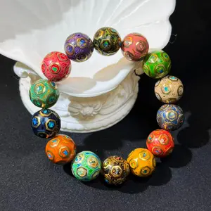 Lacquer Bracelet Size 16mm+ – Opal & Copper Wire Cloisonné Art