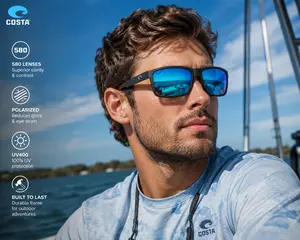 Costa Men's Polarized Fishing Sunglasses Blue Mirror Lens UV400 Protection for Boating, Driving, Water Sports & Outdoor Activities