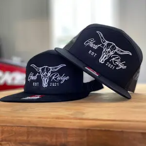 Richardson Black 7 Panel Bull Hat