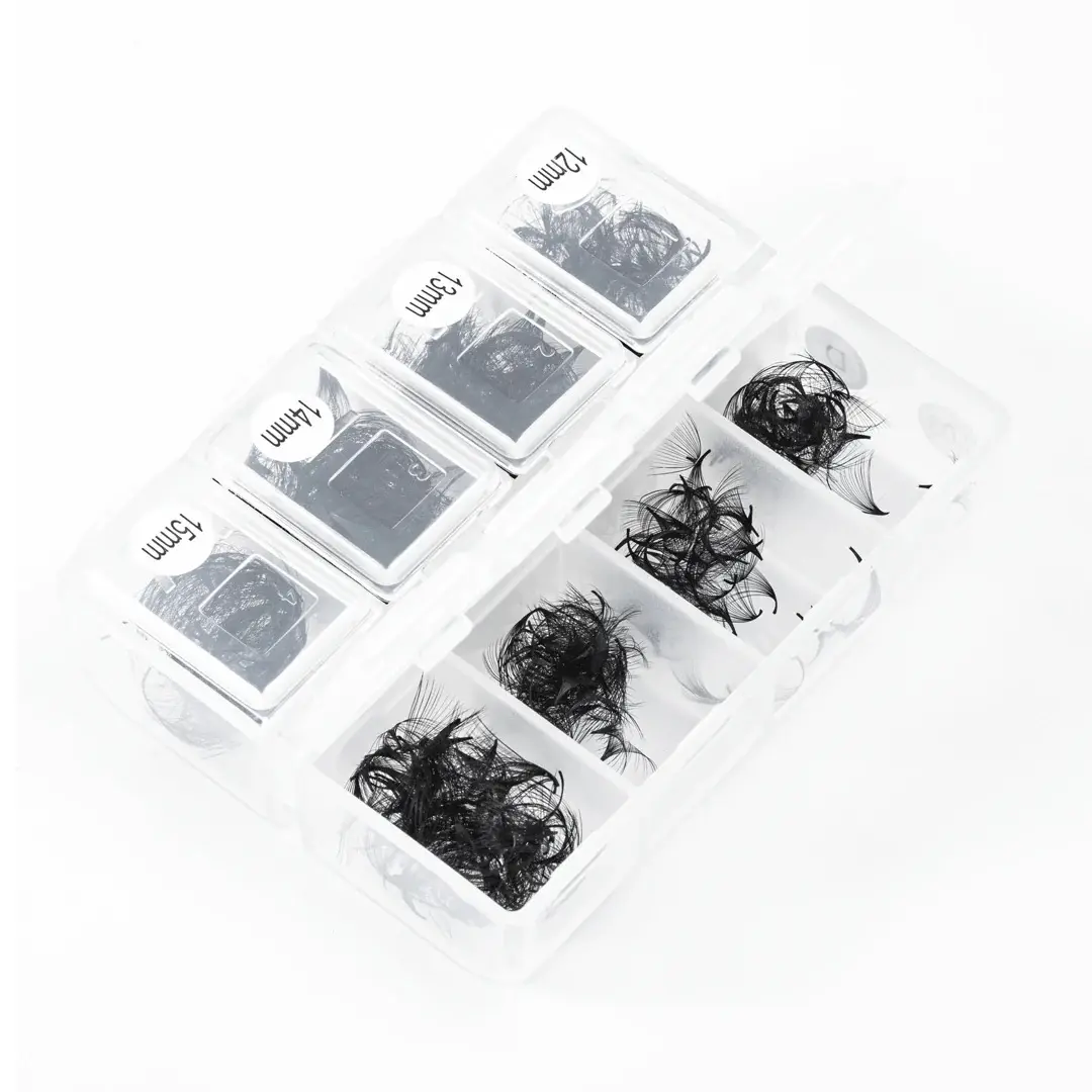 0.05 24D Mixed Box of 8-15mm Premade Volume 600 Fans for Full Volume Eye Lashes or Hybrid Lashes