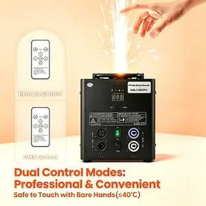 2PCS 650W Cold Spark Machine with 6×200g Powders, 3-5m Adjustable Spark Height, DMX & Remote Control for Wedding Party DJ Performance Events festive gift