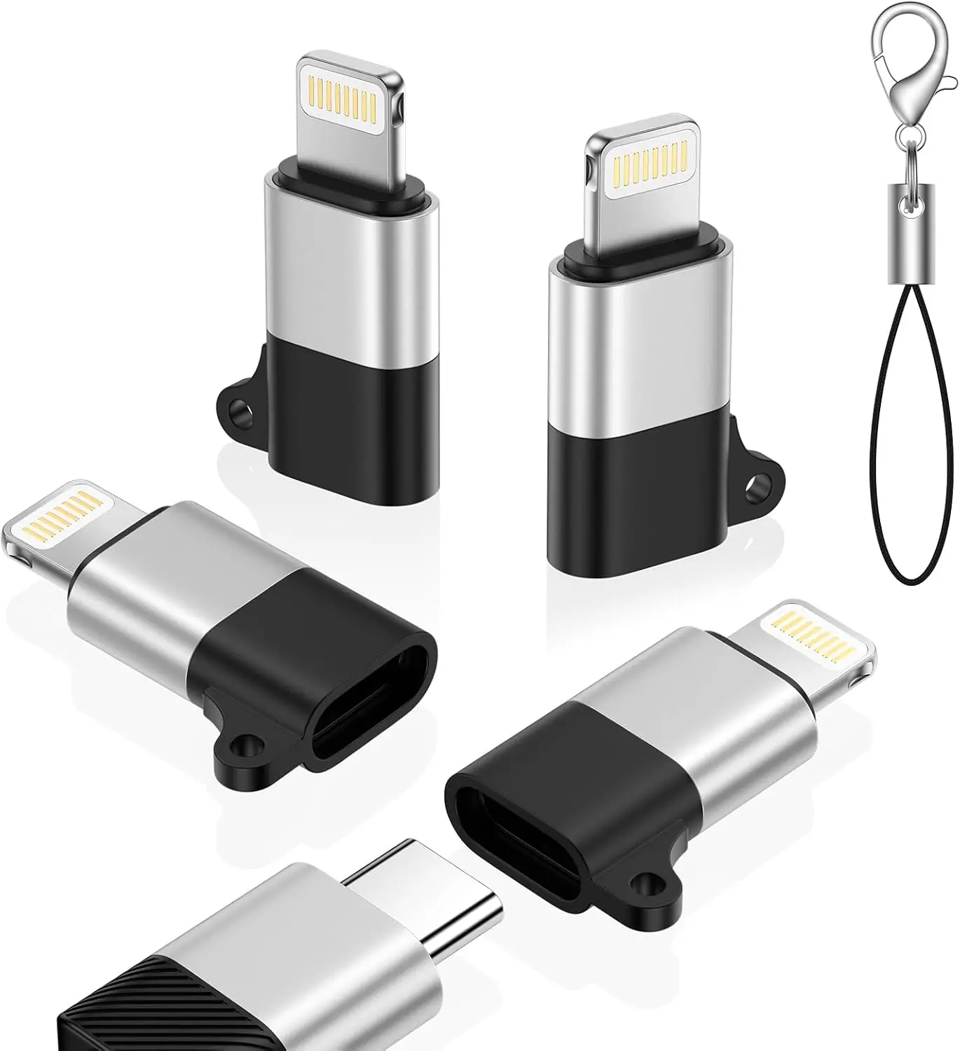 4 Pack USB C to Lightning Adapter Compatible for iPhone 14 Pro max/14/13/12/Pro/Max,iPad,AirPods,Lightning Male to USB Type C Female Cable Connecter Support Fast Charging Data Sync,Not for Audio/OTG