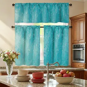 Summer Vibes, 52x18 and 26x36 Inch 3pcs Tree Branch Blackout Curtains for Living Room Bedroom Kitchen Curtains, Rod Pocket Luxury Black Out Curtains for Windows Apartment FT24791