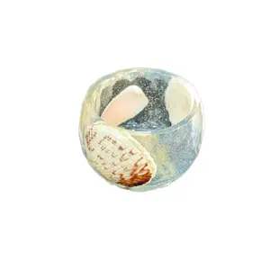 Handmade Ring Bowl – Faceted Trinket Bowl with Sea Shell and Starfish Accents