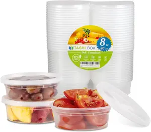 8oz-40 Sets Plastic Containers with Airtight Lids, Food Storage Containers, Deli, Slime, Soup, Meal Prep Containers | BPA Free | Stackable | Leakproof | Microwave/Dishwasher/Freezer Safe