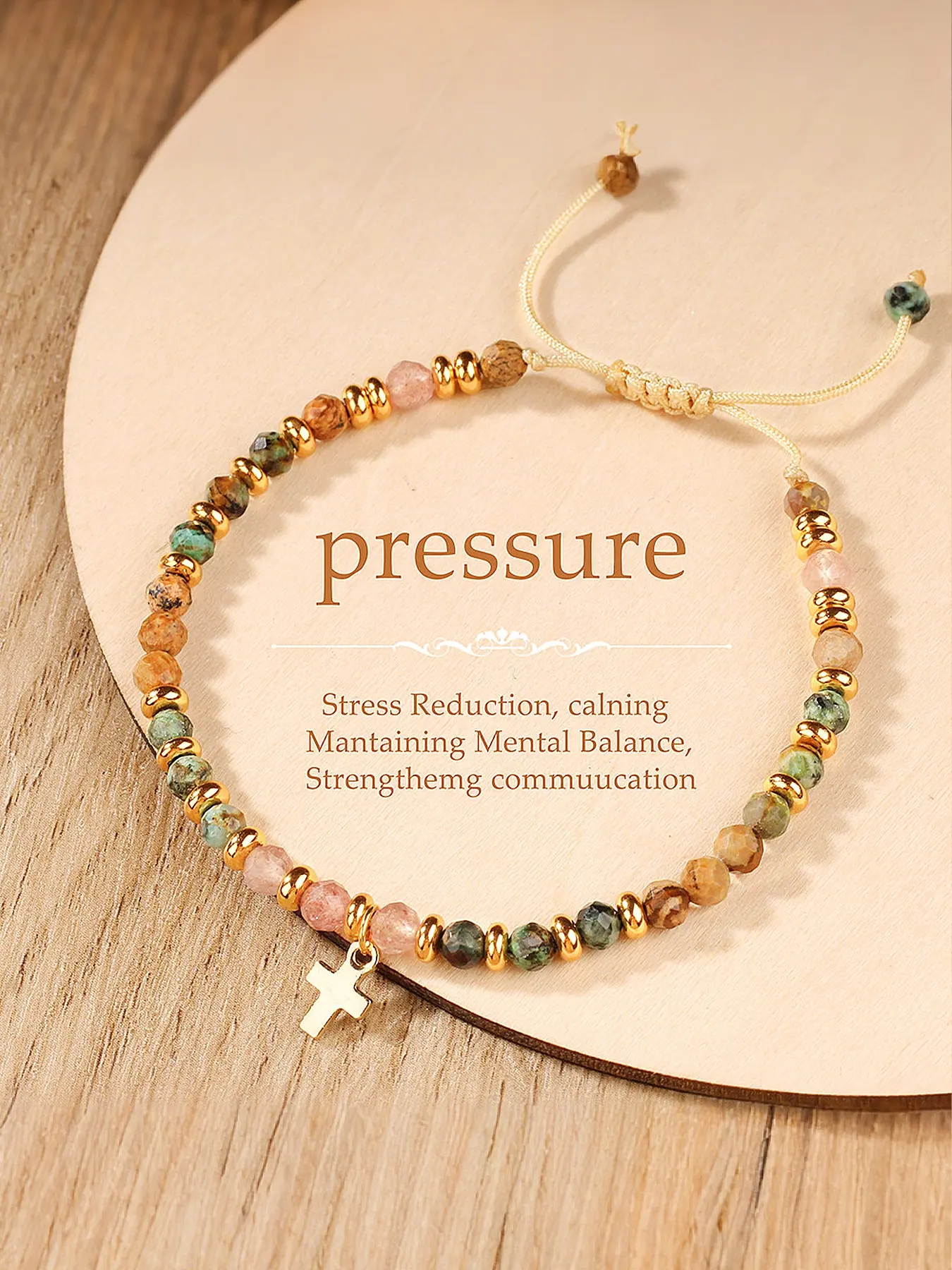 Natural Crystal Bead Bracelets, Beautiful Bracelets, Strawberry Quartz Cross Beaded Handmade Jewelry, Women's Fashion Spiritual Gift, Stress Relief & Balance Energy, Healing Crystal Bracelet