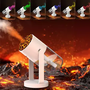 Portable Mini Volcano Design Air Humidifier, USB Rechargeable 280ML Air Humidifier with 7 Color Night Light, Aromatherapy Diffuser for Home Office Car