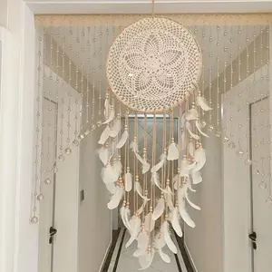 Dream Catcher Wall Hanging Ornament for Home Decoration, Door Decorations with Natural Feathers and Beads, Perfect Gift for Bedroom Balcony Garden Outdoor Indoor