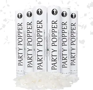 Clover Products Large Wedding Confetti Cannon - (6 Pack) White Biodegradable Paper Confetti Popper | Launches 20-25 Feet | Party Poppers for Wedding