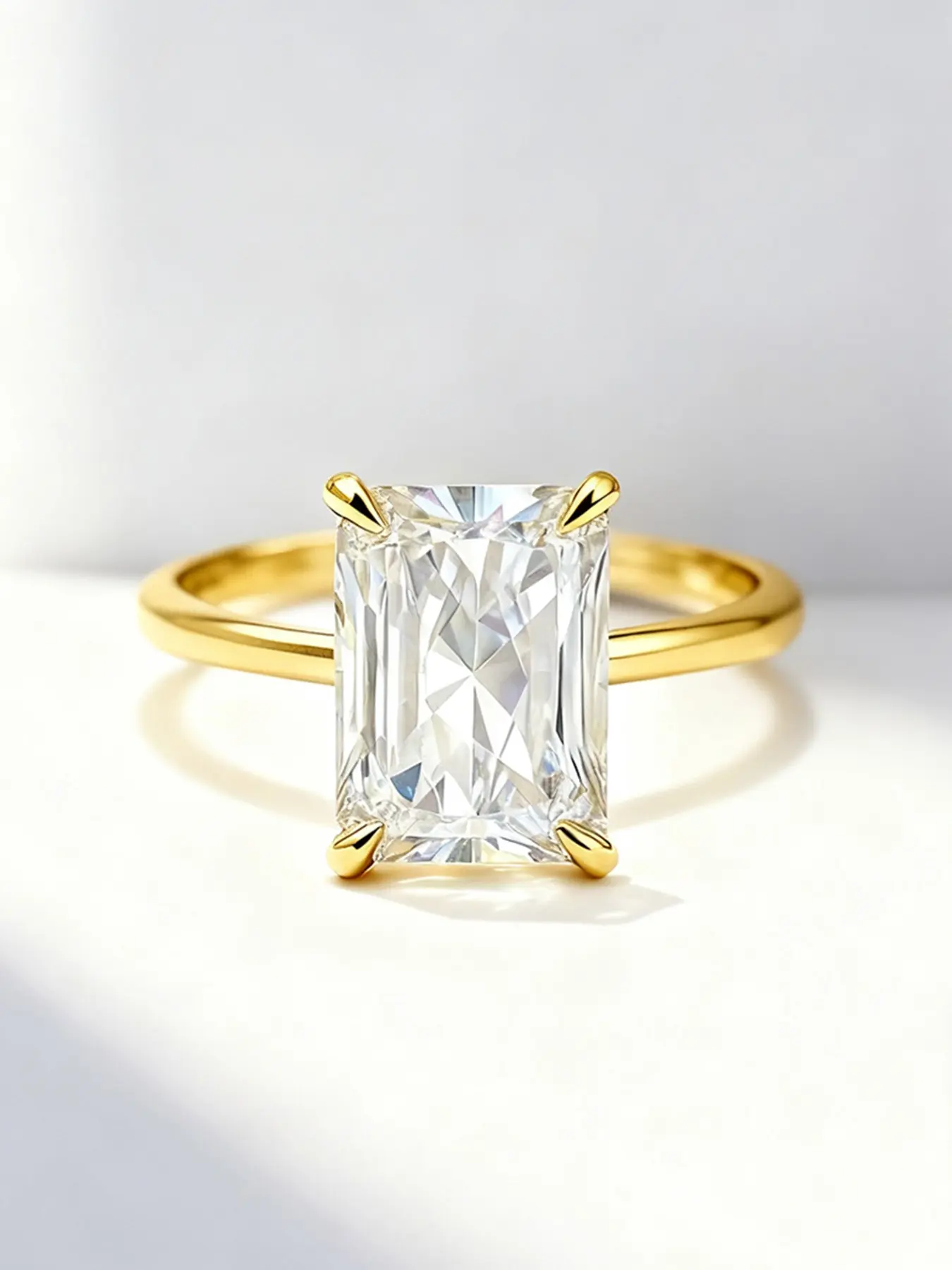 1 PC Rectangular 5ct Cubic Zirconia Solitaire ring for Women for Festival Party, Daily Clothing Decor, Wedding Engagement Promise Ring, Anniversary, Birthday, Valentine's Day Gift for Girlfriend, Cubic Zirconia, Cubic Zirconia CZ Rings