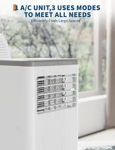 WhizMax 8000 BTU 3-in-1 Portable Window AC Unit - Freestanding Energy-Saving AC for 350 Sq Ft Rooms, with Cooling, Fan, Dehumidifier, Sleep Mode, Auto Oscillation, 24-Hour Timer