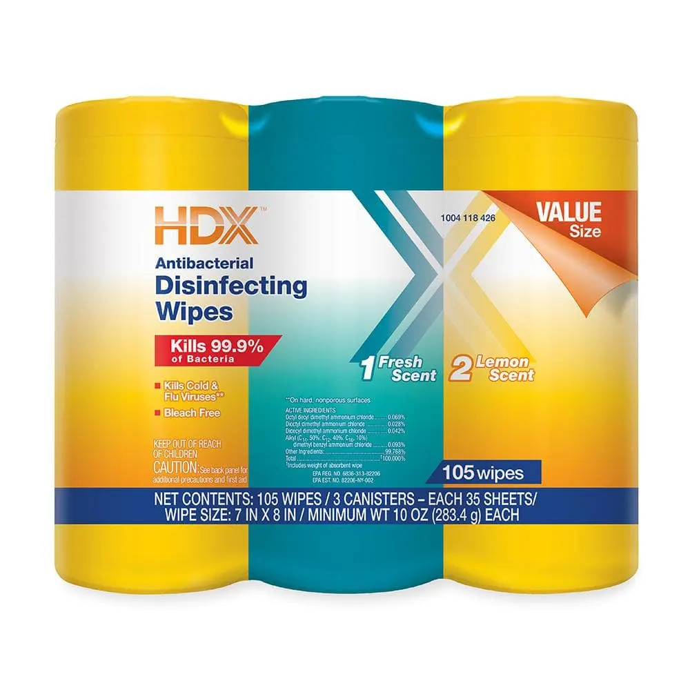35-Count Fresh Scent and Lemon Scent Disinfecting Wipes (3-Pack)