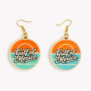 “FDT Gulf of Mexico” Retro Sunset Earrings | Coastal Statement Dangles | Funny Political Earrings | Beachy Acrylic Style