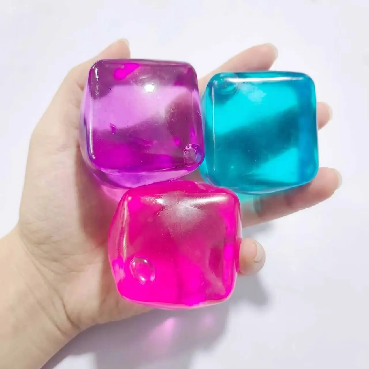 3 Counts Stress-Relief Solid Cube Toy Set, Slow-Rebound Squeeze Squishies, Squishy Stress Balls, Pressure-Release Office Desk Toys, Anti-Stress Kit, Fun Gift for Holidays and Parties, Stress Cubes