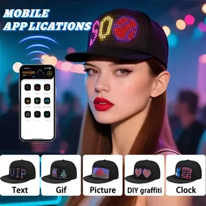 ALLNew LED Cap, Smart And Practical Little Black Cap, Editable Color Cap (text, Animation, Image, Graffiti Pattern), Rechargeable Battery, Multi-language APP Control, Outdoor Smart Cap For Promotions, Marches And Parties, Mother'S Day Gifts