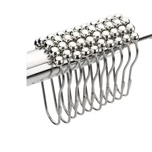 15pcs Shower Curtain Hook Set, Decorative Rust-Proof Stainless Steel Shower Curtain Hooks, Suitable for Bathroom, Polished Finish, Easy to Install and Durable Design