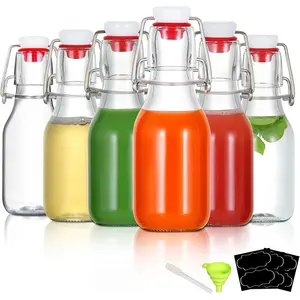 6 Pack 4oz Swing Top Glass Bottles,Small Flip Top Glass bottles with airtight Caps for Home Brewing,Kombucha,2nd Fermentation,Kefir,Beverages,Soda,Oils,Vinegar,Limoncello,Vanilla extract