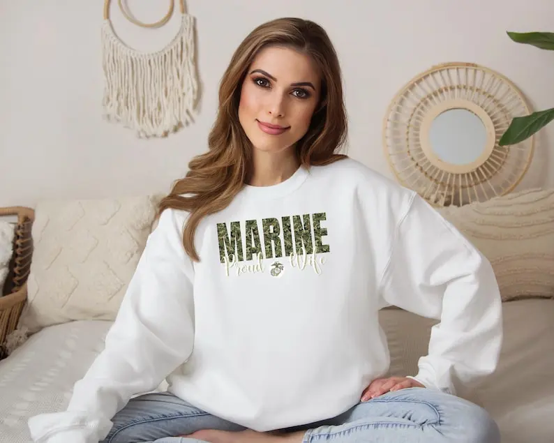 Marine Proud Wife Crewneck Sweatshirt