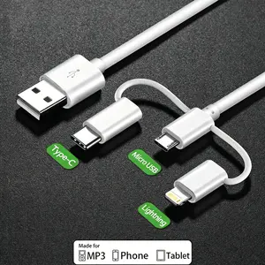 3-in-1 USB A Fast Charger Cable, Multi-Head All-in-One Charging Cord for iPhone, Samsung, Huawei, Xiaomi, POCO, Redmi, vivo, OPPO, realme, Motorola, Sony, Nokia, Infinix, Tecno, Itel, Pixel, Tablets, iPad, E-Readers, Kindle, Power Bank, Car Devices, MP3/4