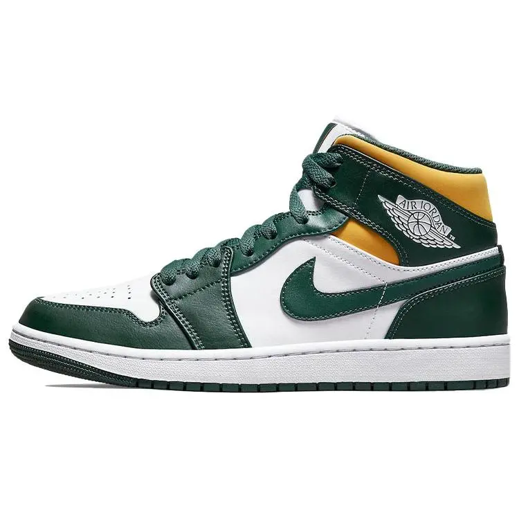 Men's Air Jordan 1 Mid 'Sonics 2021' Casual Trainer Shoes, Black