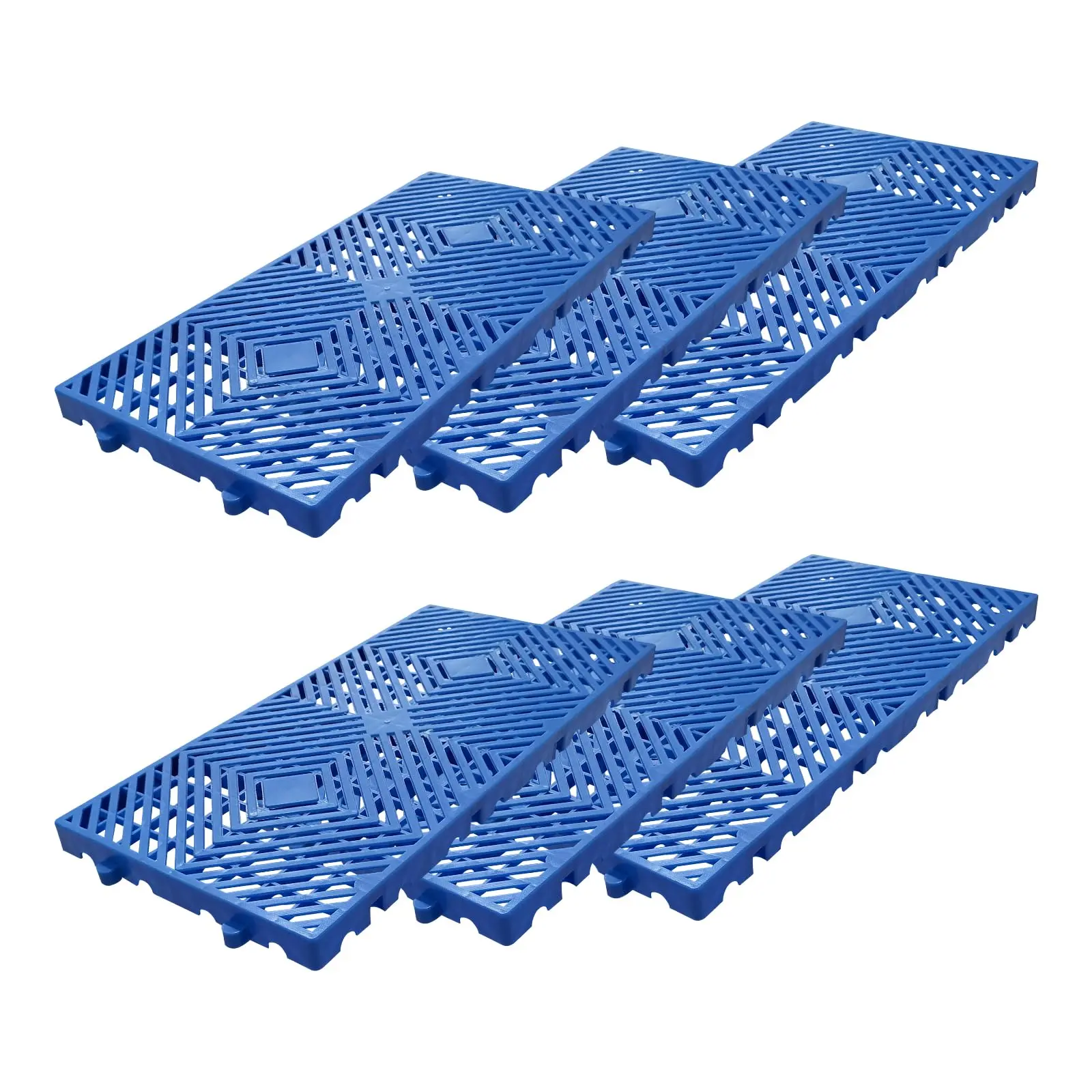 Garvee 6-Pack Durable Interlocking HDPE Plastic Pallets - 11.8"x23.6"x1.18" Waterproof Ventilated Grid, 2500LB Capacity for Basement Garage, Concrete Grass