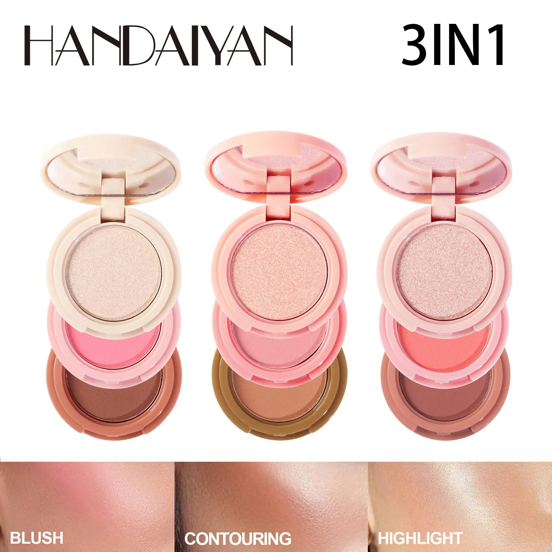 3 Shade Matte Highlight Powder Palette, Smooth Lightweight Texture for Face Contour and Brightening, Buildable Coverage Makeup Set for Daily Use, Office, Events, Beginner Friendly