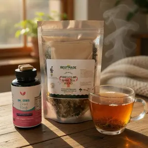 Fibroids Ultimate Bundle – 2oz Fibroids Be Gone Tea Blend + 100ct Dr. Sebi Fibroid Remedy Capsules