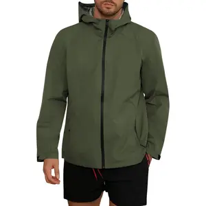 Mens Waterproof Shell Jacket Full Zip Hooded Raincoat Lightweight Windbreaker for Cycling Hiking Golf Outdoor