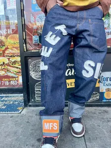 Distressed Logo Jeans