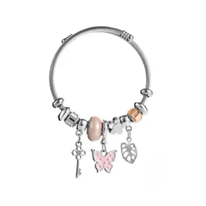 Charm bracelet for girls, exquisite cute cartoon friendship bracelet, silver stainless steel bracelet adjustable girls jewelry, suitable for holiday gifts