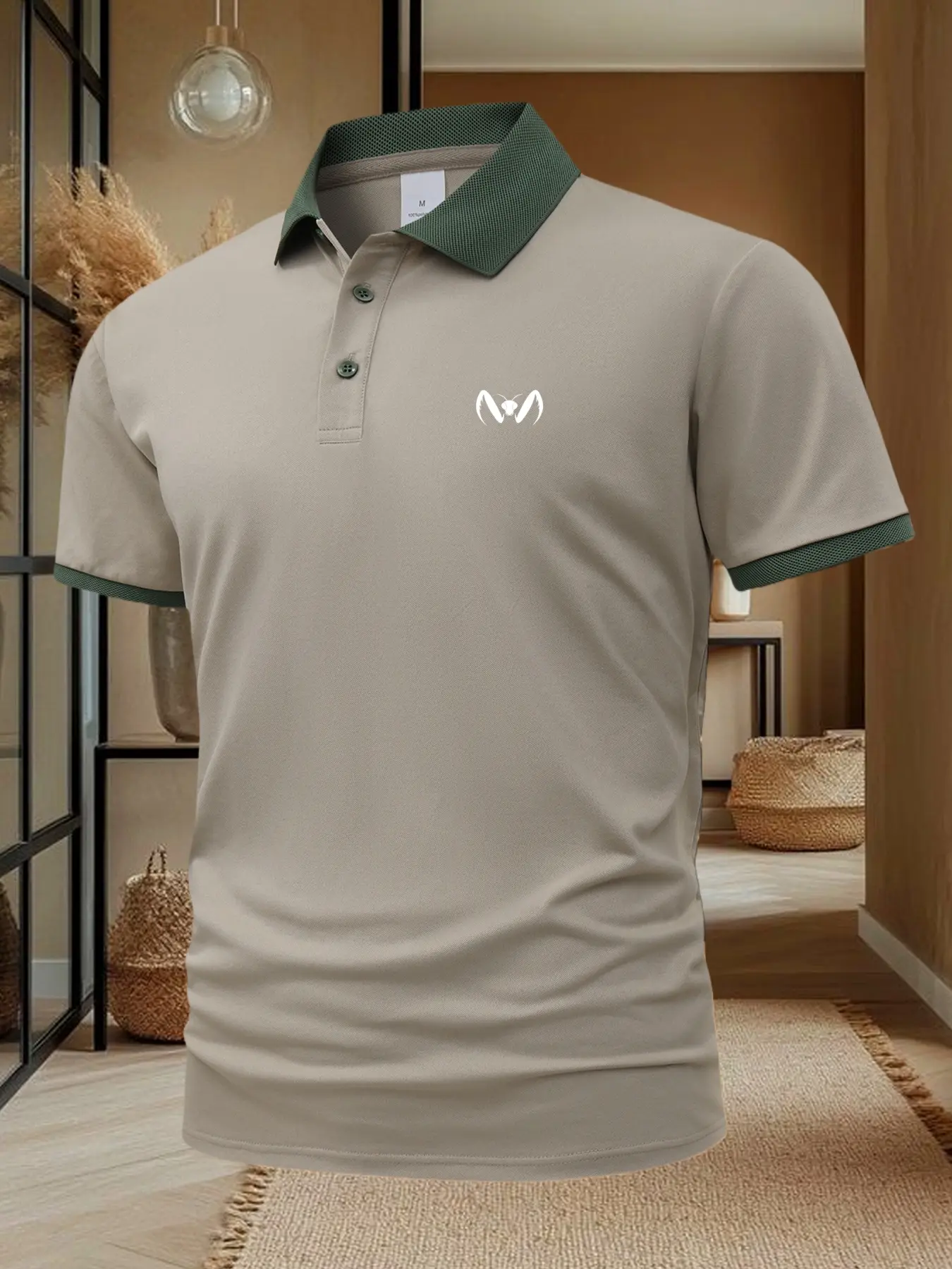 Men's Cricket Print Polo Shirt, Casual Short Sleeve Turn-Down Collar Top, Summer Fashion Breathable Clothing Gift