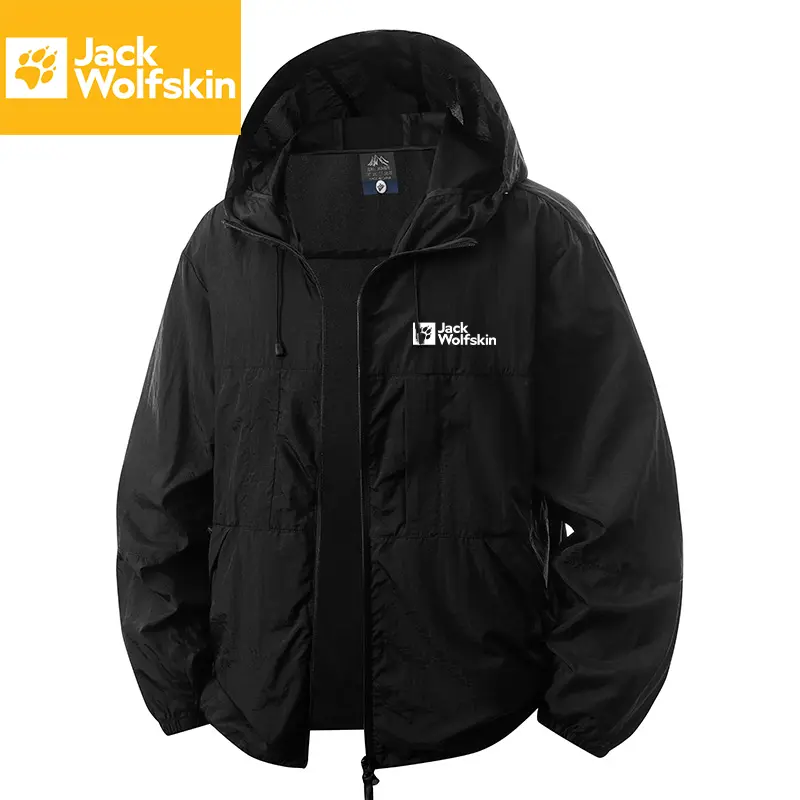 JACK WOLFSKIN Hooded Windbreaker Jacket - Full-Zip Lightweight Outerwear for Motorsport Events, Outdoor Activities & Daily Wear